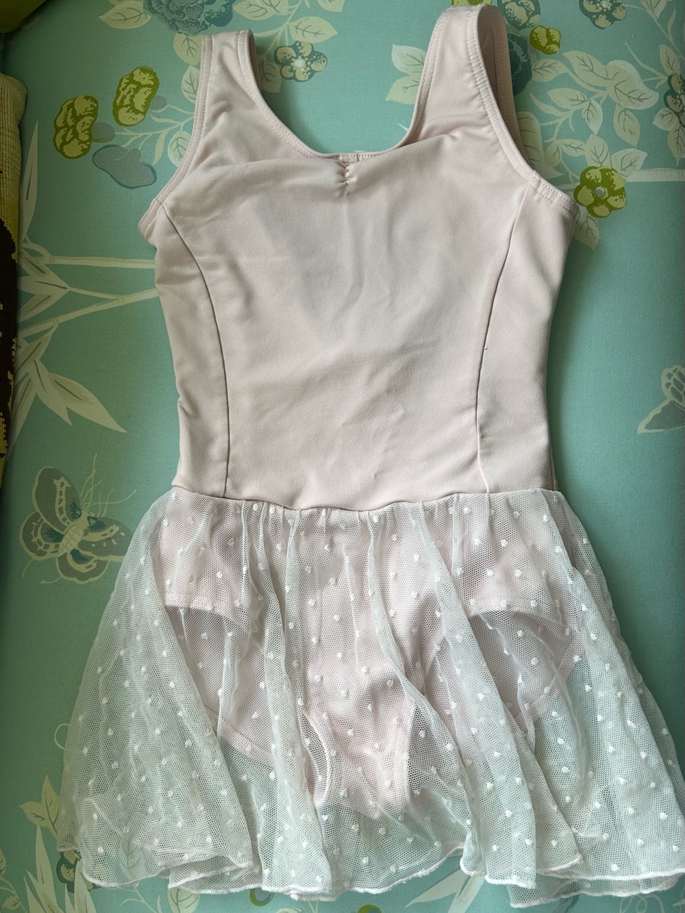 Capezio Light Pink Girls' Dance Leotard with Polka Dot Tulle Skirt size I / 6